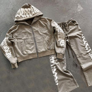 Streetwear uni de style tendance avec logo personnalisé Ensemble deux pièces de haute qualité pour hommes Survêtement baggy léger et surdimensionné de couleurs unies - Product Image 5