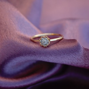 Bague ronde en diamant naturel mêlée pour cadeau d'anniversaire 18K or massif prix abordable bijoux légers pour cadeau - Product Image 5