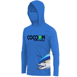 Sudadera con capucha personalizada de manga larga para rendimiento de pesca, capucha de protección UV con capucha y cubierta facial, ropa de exterior con sublimación - Product Image 3