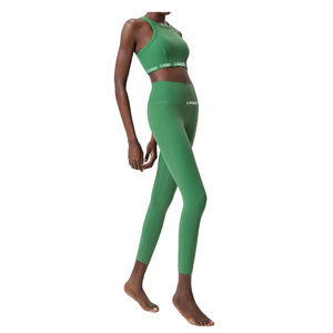 Eco Friendly logotipo personalizado sólido señoras gimnasio Fitness ropa mujer ropa activa Yoga pantalones Sujetador deportivo 2 Set antibacteriano - Product Image 1