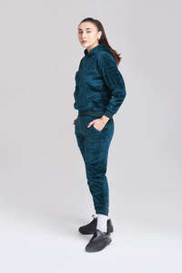 <b>Women's</b> Casual <b>Velour</b> Hooded Pullover Sweatshirt Top Pants Suit Winter Sweatsuits <b>Tracksuit</b> Solid Anti-Bacterial Velvet - Product Image 2