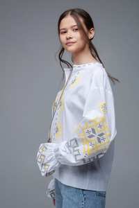 New Arrival Modest Elegant Ukrainian Blouse <b>for</b> Women Embroidery <b>Balloon</b> Sleeve V-Neck Fashion Cotton Clothing Europe Natural - Product Image 2