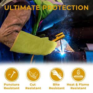 WELDING GLOVES of COW SPLIT LEATHER Textured Tear-Resistant & Breathable Customizable Length for Welding Work - Product Image 3