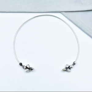 Handmade White Buffalo Choker <b>Necklace</b> in Sterling Silver <b>Boho</b> Style Jewelry - Product Image 1
