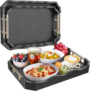 ถาดเสิร์ฟทรงสี่เหลี่ยมผืนผ้าไม้สีธรรมชาติสไตล์โมเดิร์น พร้อมหูจับอเนกประสงค์ เหมาะสำหรับอาหารเช้า งานเลี้ยง และตกแต่ง - Product Image 6