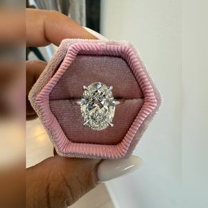 Vente flash : Bague en diamant ovale 4 carats avec halo caché, diamant de laboratoire en platine, bijoux de fiançailles et de mariage, fabricant et fournisseur - Product Image 6