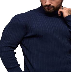 Suéteres gruesos de cuello alto para hombre, suéteres informales con cuello de tortuga de Color sólido de calidad, suéteres transpirables ajustados y cálidos para hombre - Product Image 1