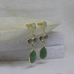 Fait à la main Multi forme Fine qualité balancent bijoux vente chaude multi pierres précieuses boucle d'oreille 925 argent balancent boucles d'oreilles - Product Image 2