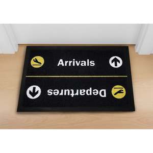Tapis de sol réversible Arrivées/Départs en PVC/PP, design moderne et original pour la maison, le bureau, l'entrée, tapis de bienvenue pour porte d'entrée - Product Image 1