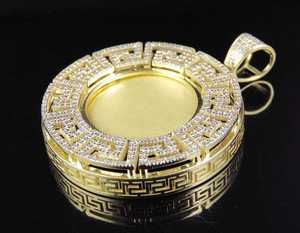 Colgante de Lujo con Diseño Griego y Piedras Incrustadas, Plata de Ley, Chapado en Oro de 18K, Joyería Hip Hop, Foto Personalizada, Unisex - Product Image 3