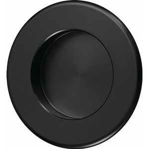 Hermeta <b>Black</b> Powder-Coated Aluminum Round Furniture Handle 35mm Inset Diameter - Product Image 1