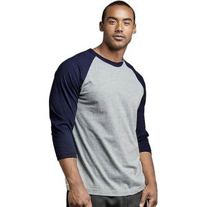 Camiseta de béisbol de manga 3/4 Unisex de alta calidad con logotipo personalizado 100% algodón transpirable Running Quarter Raglan Sleeve camiseta para adultos - Product Image 3