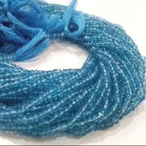 ลูกปัดพลอยบลูโทแพซทรงรอนเดลเหลี่ยมเพชรพลอยธรรมชาติ ขนาด 3.5-4 มม. ความยาว 13 นิ้ว คุณภาพสูง ลูกปัดพลอยคุณภาพเยี่ยมสำหรับทำเครื่องประดับ - Product Image 1