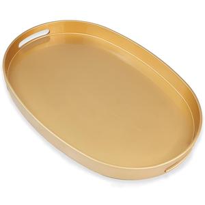 Capsule Shape <b>Black</b> Galvanized Metal Serving <b>Tray</b> with Handles for Hotel and Home, Luxury Decorative <b>Tray</b> for Wedding Gifts - Product Image 4