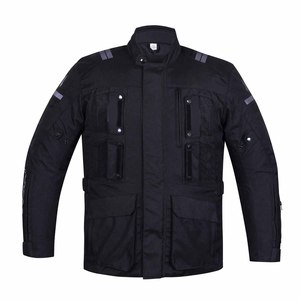 Chaqueta de motorista Cordura de Pakistán hecha a medida de alta calidad a prueba de viento de nailon para uso en producción interior acolchada frontal negra - Product Image 3