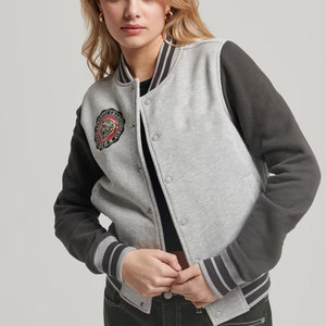 Chaqueta Varsity de moda de inspiración Retro clásica para mujer Ajuste cómodo con chaqueta Varsity de estilo atlético para mujer - Product Image 1