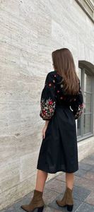 2025 nouveau ukrainien brodé fleur o-cou plume couture robe élégante pour les femmes décontracté Vintage Style robes formelles - Product Image 3