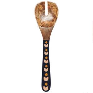 Cuillère en bois d'acacia naturel personnalisée à la mode Fourchettes Serveurs de mélange de salade avec cuillère à poignée dorée faite à la main - Product Image 4