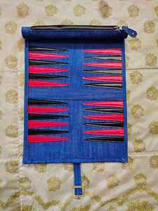 AQDAS INDUSTRIES AI-R-91 Foldable Black Leather <b>Backgammon</b> Set with Customized Packaging for Outdoor & Party Use - Product Image 4