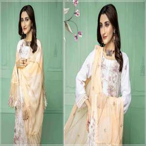Robe de soirée moderne de luxe en mousseline de soie brodée de haute qualité, style indien et pakistanais, non cousue, magnifique, pour occasions spéciales - Product Image 6