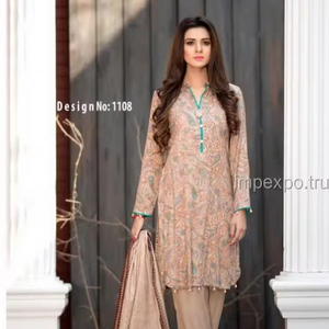 Robes de pelouse en soie pakistanaise Style indien traditionnel Salwar Kameez mariages fêtes conceptions modernes modèle fantaisie de haute qualité - Product Image 1
