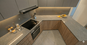 Calacatta Golden Extra Design moderne en marbre artificiel de quartz, grande dalle de 15 mm d'épaisseur, finition polie, dessus de vanité en quartz artificiel - Product Image 3