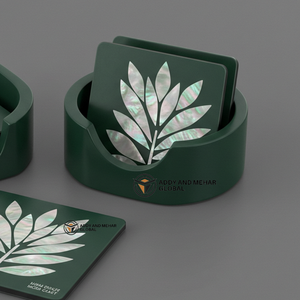 ชุดที่รองแก้ว24ชิ้นลายมุกสีเขียวเข้มทำมือเป็นมิตรต่อสิ่งแวดล้อมสำหรับการใช้งานในชีวิตประจำวันผู้จำหน่ายอินเดีย - Product Image 2