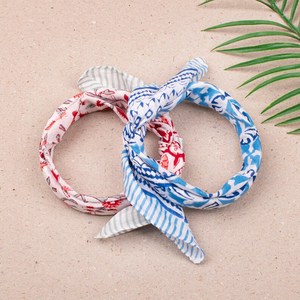 ผ้าพันคอผ้าฝ้ายพิมพ์ลายบล็อกทำมือ ชุด 2 ผืน ผ้าพันคอสไตล์โบฮีเมียนสำหรับทุกเพศ น้ำหนักเบา เหมาะสำหรับฤดูร้อนและชายหาด - Product Image 6