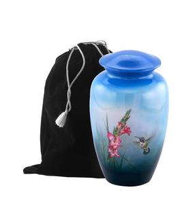 Urna de cremación pintada estética de colibrí, urna de Metal asequible, pintada a mano, sólida para cenizas, urna de cremación para adultos, tamaño personalizado - Product Image 4