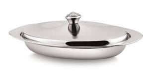 Casserole de service ovale classique en acier inoxydable avec couvercle poli miroir et couvercle durable - Product Image 2