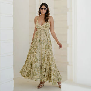 Robe de soirée d'été bohème mi-longue à imprimé spirale paon, col en V, dos nu élégant, turquoise, pour vacances tropicales, 100% coton - Product Image 1