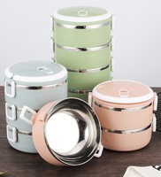 SLB01 Edelstahl Isolierte Lunchbox für Schüler Mehrschichtige Runde Große Kapazität Bento Lebensmittelbehälter mit Individuellem Logo Großhandel