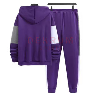 Conjunto Deportivo de Invierno para Hombre con Capucha, Diseño Sólido, Cintura Elástica, Manga Larga, 100% Algodón, Color y Logotipo Personalizables - Product Image 2