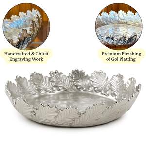 Tazón para servir frutas de mesa de diseñador de hojas chapadas en oro de alto grado de aluminio fundido personalizado y logotipo disponible - Product Image 4