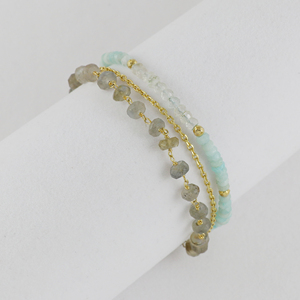 Nueva Llegada: Pulseras de Amazonita, Labradorita, Topacio Azul y Pirita Chapadas en Oro, Modernas para Mujer - Product Image 2