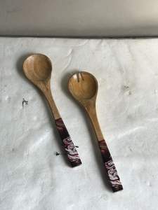 Bol en bois massif à imprimé personnalisé, en émail massif, avec cuillère, pour Fruits, avec ensemble de services - Product Image 4