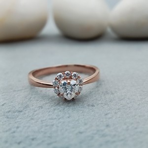 Bague de fiançailles solitaire personnalisable, garantie 100% satisfaction, diamant VVS, argent 925, GIA, cadeau de fête - Product Image 1