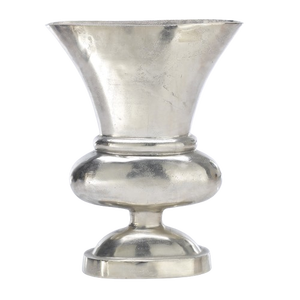 Grande urne à fleurs en métal argenté Urne à fleurs décorative de table en métal aluminium pour maison Salon Urne faite à la main imprimée sur mesure à vendre - Product Image 1