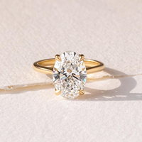 Bague de fiançailles en diamant de laboratoire taille ovale 3 carats, certifiée IGI, pierre centrale, design solitaire classique en or massif 14 carats
