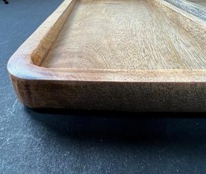 Wooden Serving <b>Tray</b> with Metal Handles for Coffee Tea Drinks in Kitchen Home <b>Office</b> Restaurant Durable Stylish Dish & Plate - Product Image 4