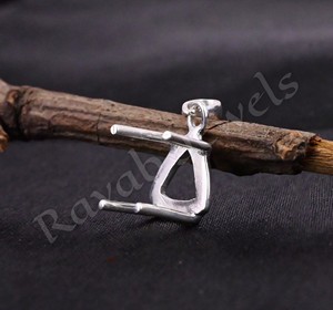 Plata sólida Simple en blanco Semi montaje hecho a mano 925 sello elegante punta colgante de ajuste personalizado ligero para la fabricación de joyas - Product Image 5