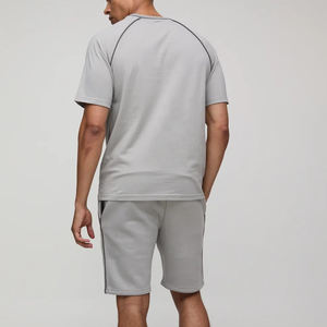 Custom made Summer casual wear 2 piece set for men's High quality t-shirt short sleeve 100% <b>Cotton</b> comfortable man twin set - Product Image 5