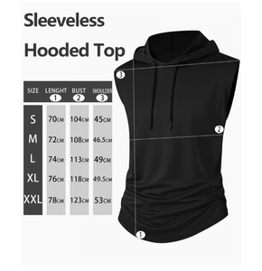 Débardeur de sport à capuche noir pour homme, idéal pour la gym, le fitness, l'entraînement, la course et les activités sportives - Product Image 5