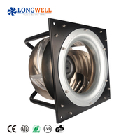 Kipas Sentrifugal LONGWELL 355mm EC 230v-400v 520w-1100w Impeller Paduan Aluminium Kipas Ventilasi Sentrifugal Mundur dengan Braket