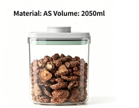 Conteneur de stockage alimentaire en plastique OEM, hermétique, anti-fuite, sans BPA, avec couvercle pop, 2050 ml, pour céréales, riz, farine, cuisine, garde-manger