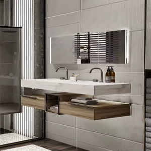 Mueble de Baño Moderno Europeo de Lujo TULPAR OSCAR-1895 con Tiradores de Latón, 6 Estantes, Material MDF, Almacenamiento - Product Image 6