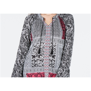 Top Gotico Co Petite con Ricamo Floreale, Nappine e Maniche a Campana, Fiocco, Stampa Floreale Autunnale, Taglia XL P/M, in Poliestere Lavorato a Maglia - Product Image 4