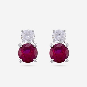 Pendientes de Plata 92.5 con Baño de Oro de 14K para Mujer, con Circonitas, 2g de Peso, Engaste de Garra, para Compromiso - Product Image 1