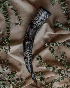 Copa de cuerno de buey de vaca de alta calidad, cuerno de bebida vikingo de Animal único, grabado decorativo náutico de tacto Real hecho a mano pulido - Product Image 6