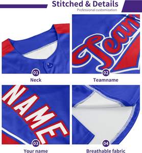 Fábrica de camisetas de béisbol personalizada Servicios OEM Diseños sublimados impresos en tela duraderos y cómodos para equipos - Product Image 3